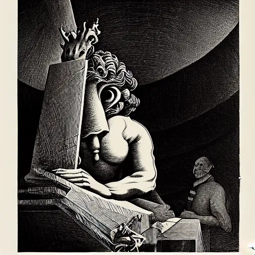 Image similar to lithography on paper secret lair conceptual figurative post - morden monumental dynamic portrait by goya and escher and hogarth, illusion surreal art, highly conceptual figurative art, intricate detailed illustration, controversial poster art, polish poster art, geometrical drawings, no blur