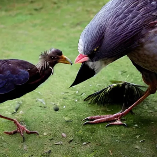 Image similar to enormous bird stealing food from person