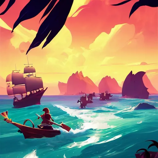 Image similar to painting treasure on sea of thieves game smooth median photoshop filter cutout vector, behance hd by jesper ejsing, by rhads, makoto shinkai and lois van baarle, ilya kuvshinov, rossdraws global illumination