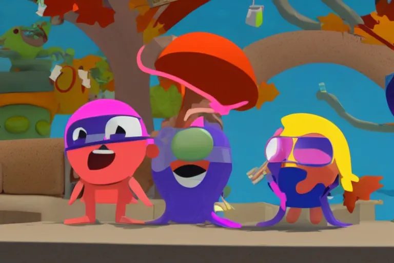 Image similar to Fall Guys as characters in The Squid Game, still from the show, highly detailed, photo