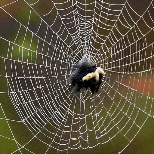 Prompt: spider weaves a web in the form of a sheep