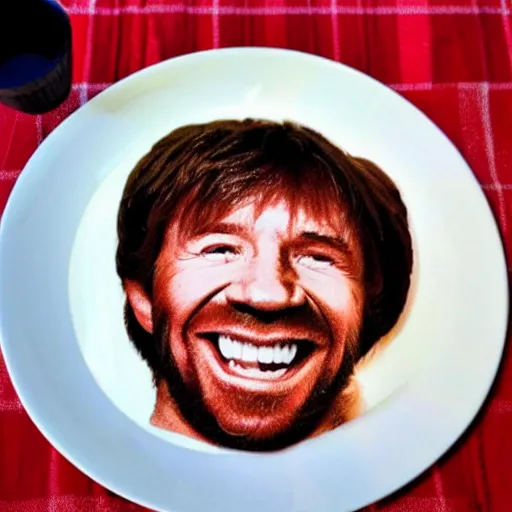 Prompt: chuck roast norris, food photo of chuck norris face in chuck roast