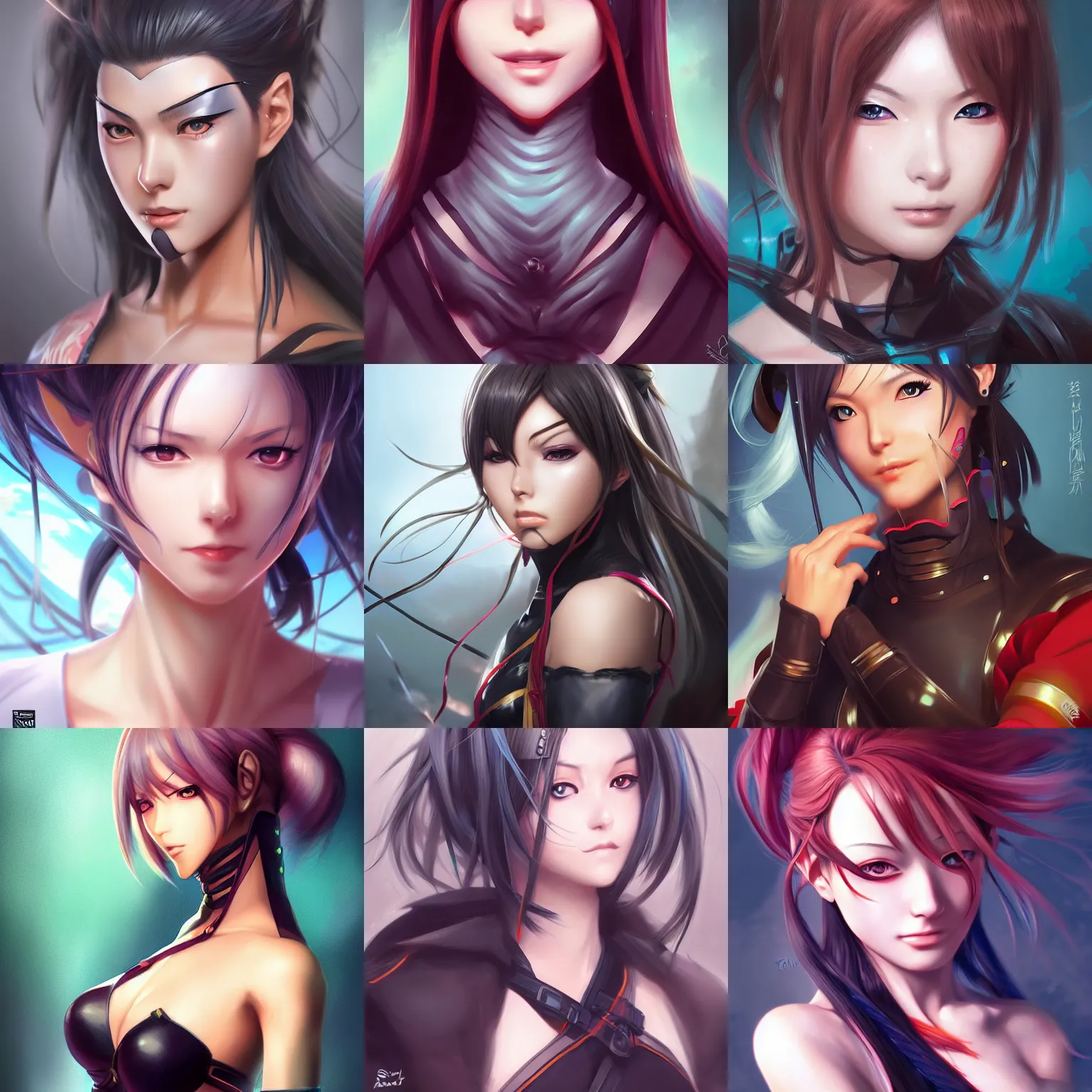 Prompt: A realistic anime portrait of a beautiful ninja woman with a human face wearing a ninka outfit, digital painting, by Stanley Artgerm Lau, WLOP, and Rossdraws, digtial painting, trending on ArtStation, deviantart