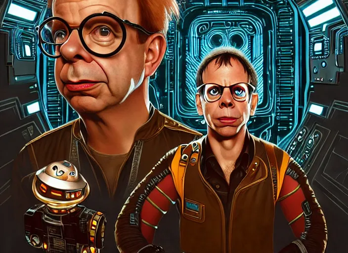 Prompt: rick moranis in the fifth element, far future, highly detailed, trending on artstation, intricate, cinematic composition, by rutkowski