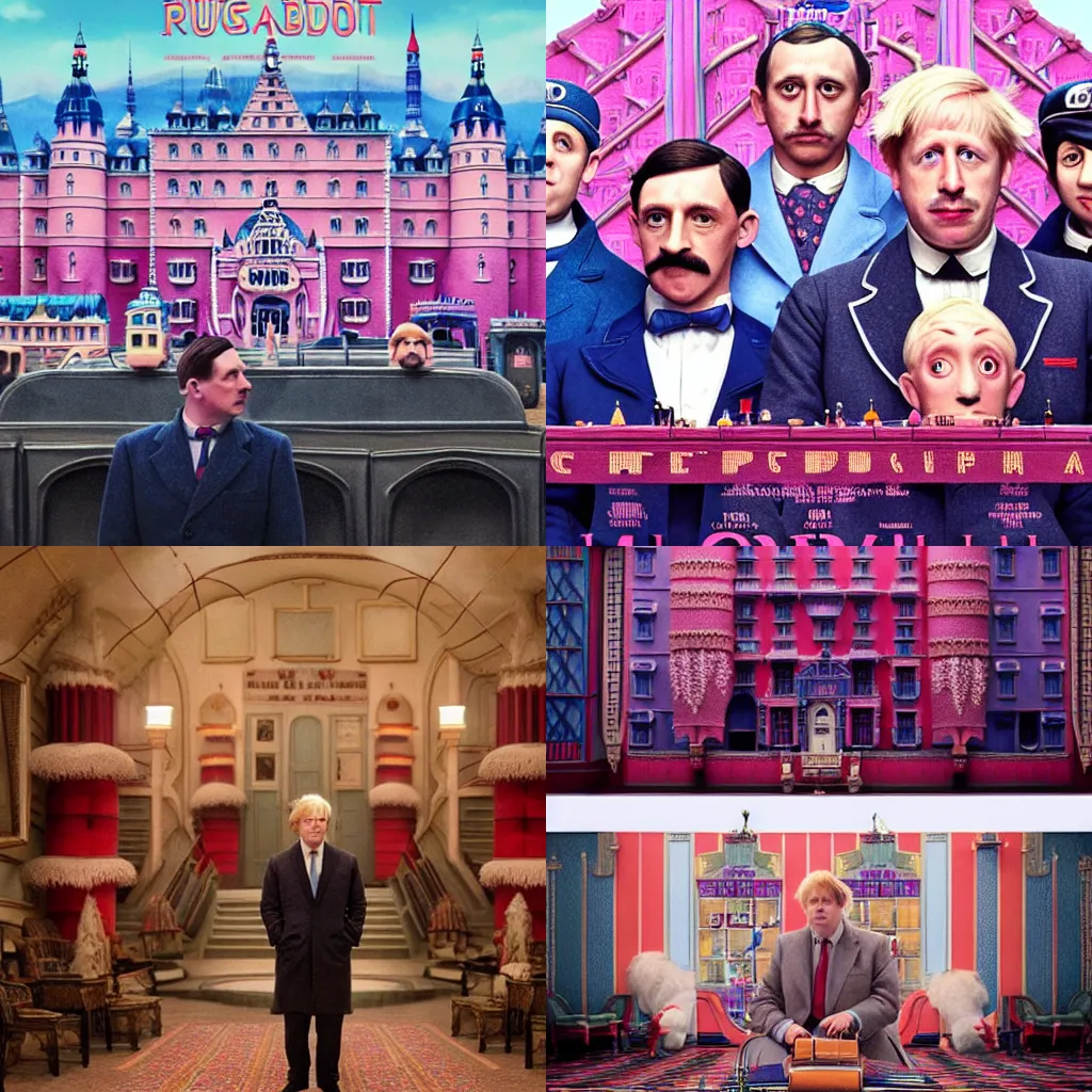 Prompt: Boris Johnson in the movie Grand Budapest Hotel, intricate, cinematic lighting, highly detailed, beautiful