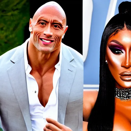 Prompt: the rock and meghan thee stallion