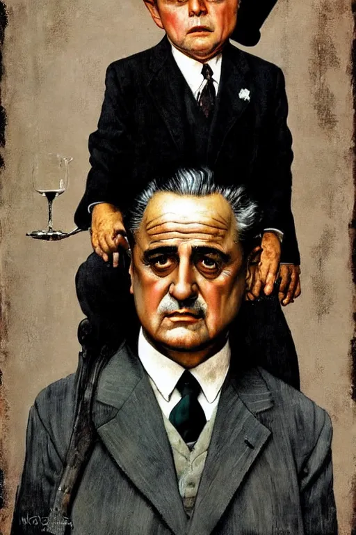 Image similar to Don Vito Corleone painted by Norman Rockwell