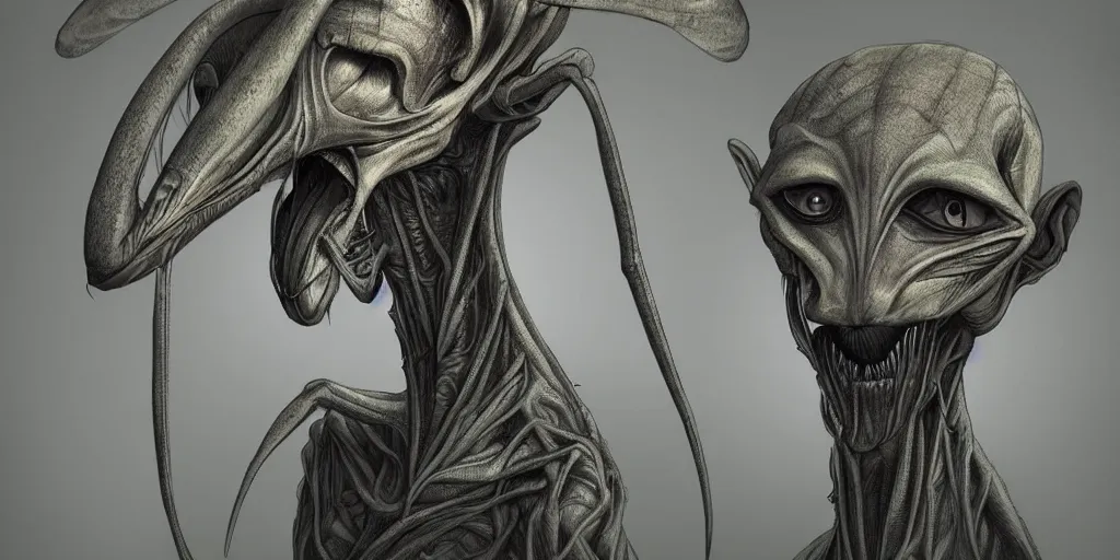 Image similar to portrait of a humanoid mantis alien creature, character design, detailed concept art by fortiche by anton semenov, masterpiece