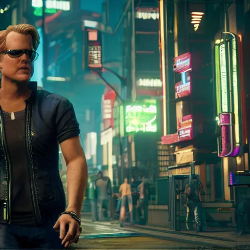 Image similar to cary elwes in cyberpunk 2 0 7 7, unreal engine 5 4 k, hyperdetailed photorealism