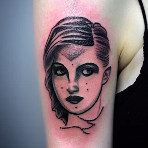 Image similar to a tattoo inspired by the musical artist aurora.