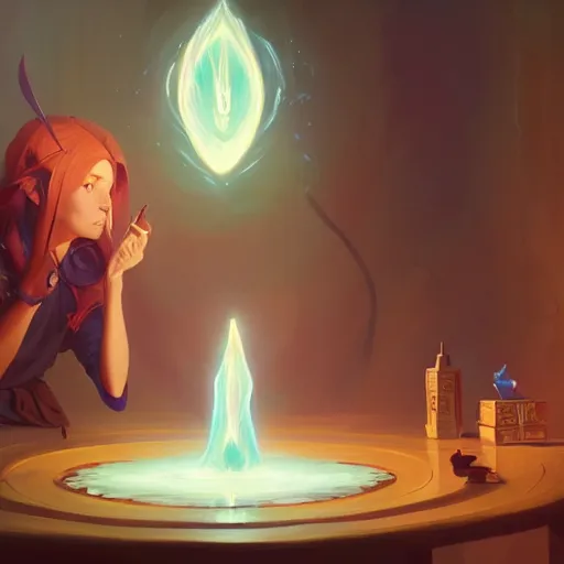 Image similar to highly detailed vfx portrait of a mage casting a light spell, unreal engine, greg rutkowski, loish, rhads, beeple, makoto shinkai and lois van baarle, ilya kuvshinov, rossdraws, tom bagshaw, alphonse mucha, global illumination, detailed and intricate environment
