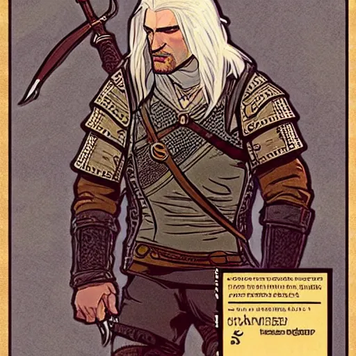 Image similar to Geralt form witcher by mucha