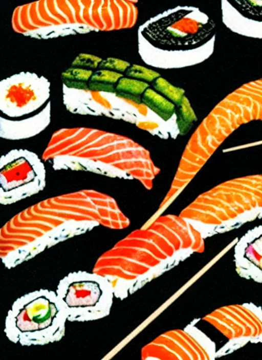 Image similar to the essence of sushi, dadaism, surrealism, salvador dali