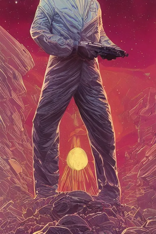 Prompt: Walter White as a confident space wizard, sci-fi, high details, intricate details, by vincent di fate, artgerm julie bell beeple, 90s, inking, vintage 60s print, screen print