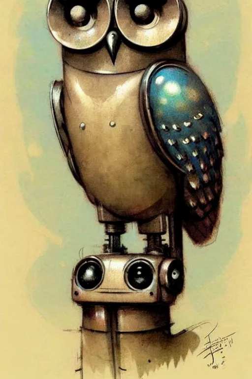 Prompt: (((((1950s retro robot owl . muted colors.))))) by Jean-Baptiste Monge !!!!!!!!!!!!!!!!!!!!!!!!!!!!!!