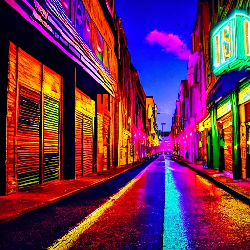 Image similar to photo of street city, disco colors