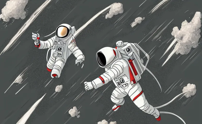 Prompt: astronaut on a nimbus could, mobius art style, trending on artstation, sharp focus, masterpiece
