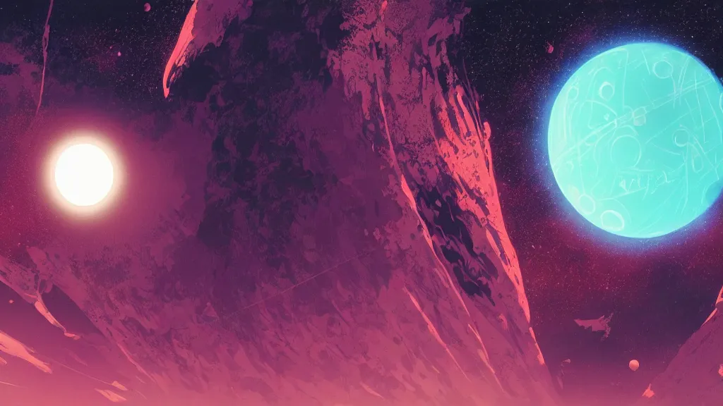 Image similar to very detailed, prophet graphic novel, ilya kuvshinov, rutkowski, simon roy, illustration of a planet viewed from space, wide shot, colorful, deep shadows,