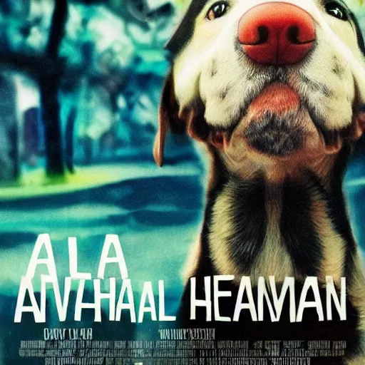 Image similar to a movie poster about a dog that can communicate with humans