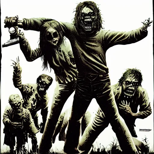 Image similar to zombie apocalypse by richard corben, detailed