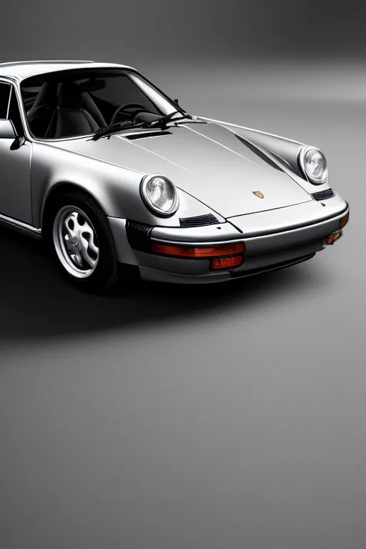 Prompt: Photo of a silver Porsche 911 Carrera 3.2, daylight, dramatic lighting, award winning, highly detailed, 1980s Versace ad, Fashion photography, trending on artstation.