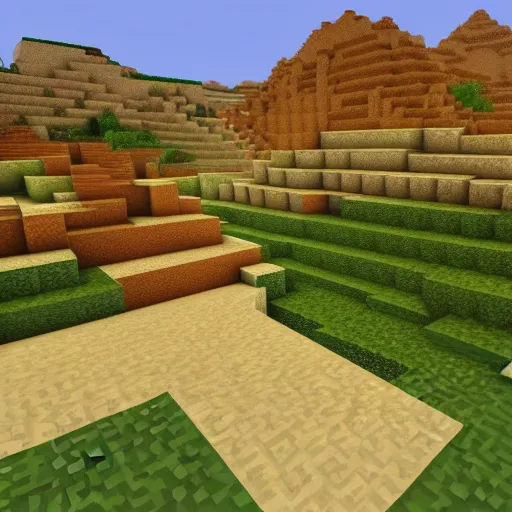 Prompt: Beautiful desert oasis in Minecraft, 8k HD