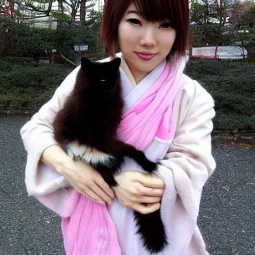 Prompt: japanese girl and cat fusion, cute