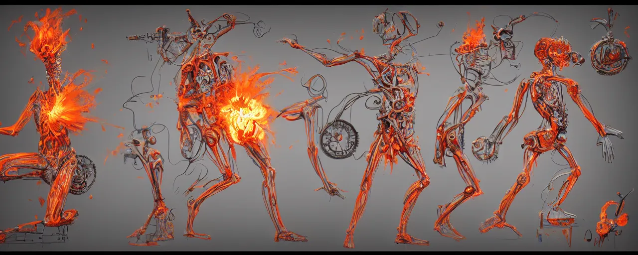 Image similar to atomic, flaming heart, anatomical, clockwork, expressive, 3 d rendering, speedpainting