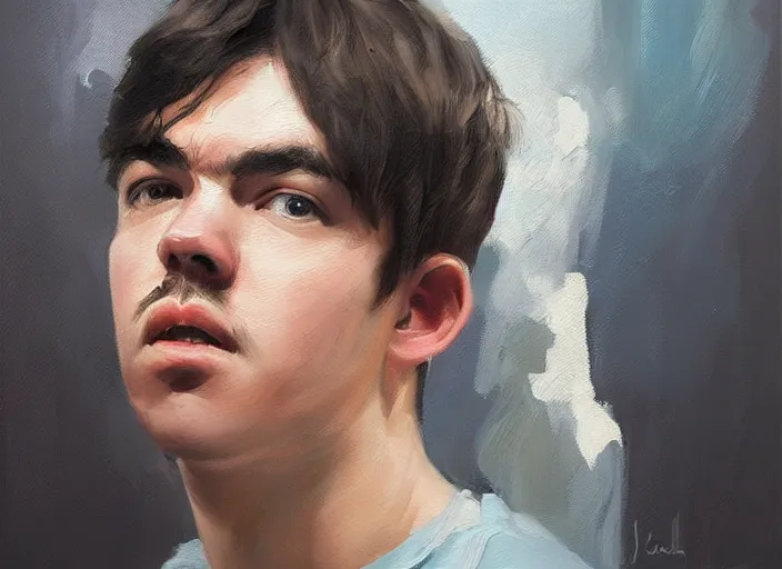 Image similar to Declan Mckenna, concept art oil painting by Jama Jurabaev, extremely detailed, brush hard, artstation