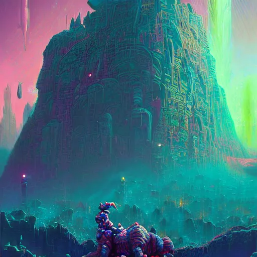 Image similar to fantastic detailed 3 d matte painting of a cyber sorceress, color scheme, by moebius by vanessa lemen by paul lehr by dan mumford