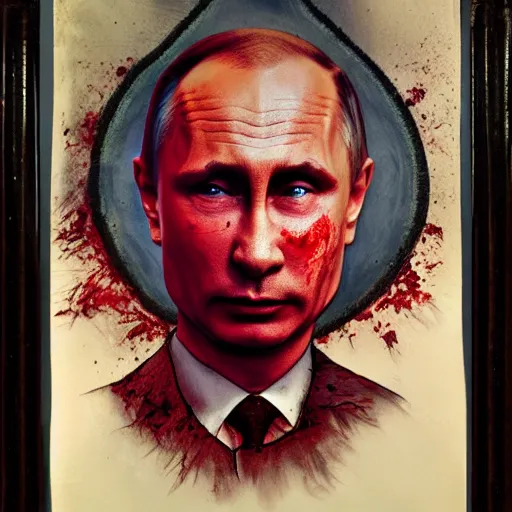 Prompt: vladimir putin became bloody ugly worm, photo - realistic, color image, 2 k, highly detailed, bodyhorror, occult art