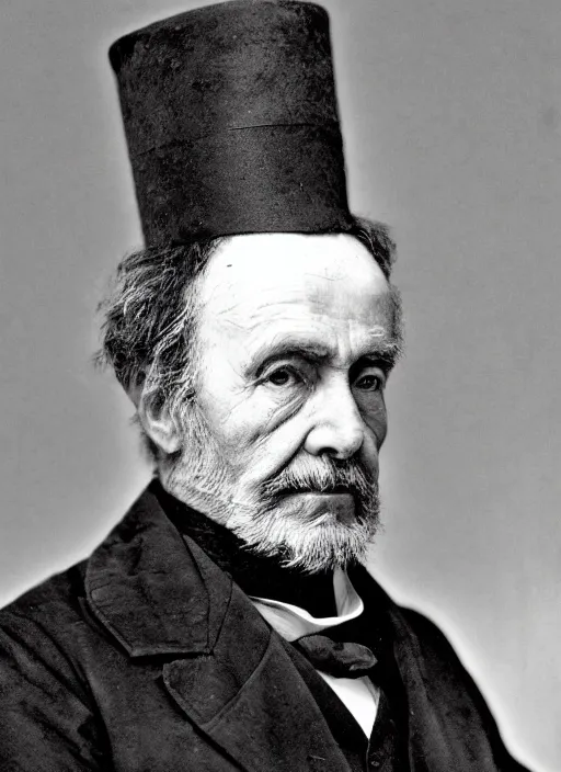 Image similar to A black and white high contrast portrait of a man that is 150 years old