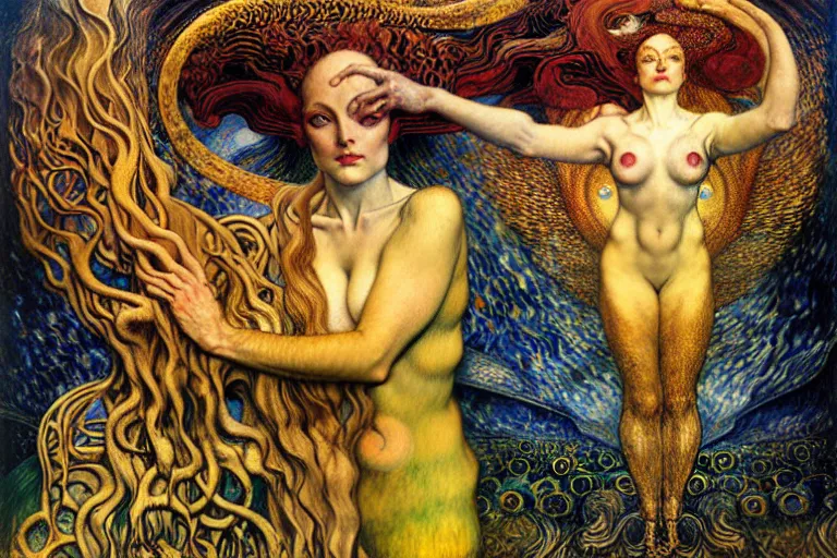 Image similar to Divine Chaos Engine by Karol Bak, Jean Delville, William Blake, Gustav Klimt, and Vincent Van Gogh, symbolist, visionary