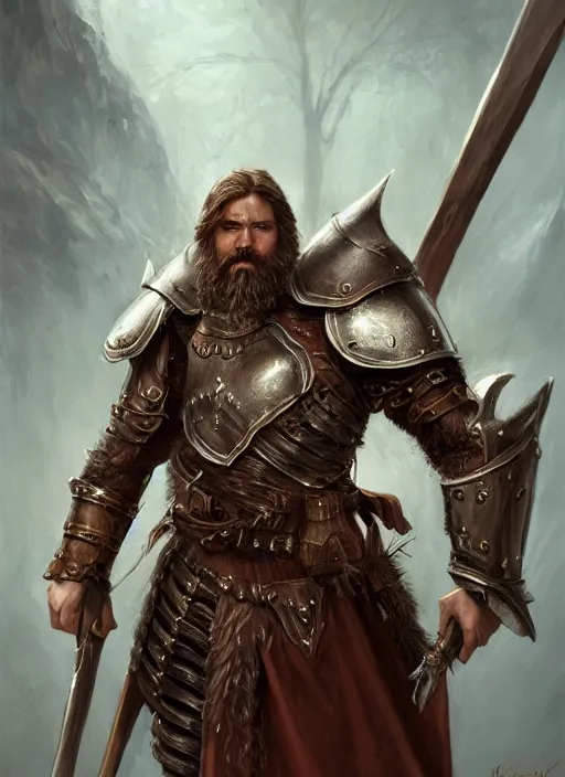 Image similar to Human Paladin, combed back Brown hair, short beard, grumpy, plate armor, Ivan Aivakovsky, Boris Vallejo, epic fantasy character art, D&D Concept Art, full length, Realistic, Regal, Refined, Detailed Digital Art, Oil Paining, Exquisite detail, post-processing, masterpiece, Cinematic Lighting, Unreal Engine, 8k, HD