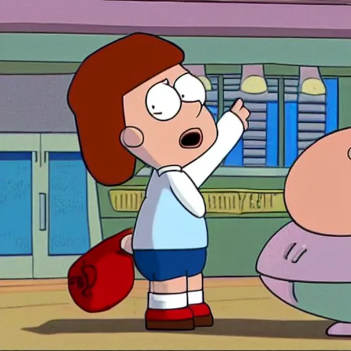 Image similar to stewie griffin from family guy punching timmy turner from fairly odd parents in the face, cartoon