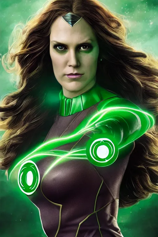 Image similar to Majestic and regal portrait of a female Green Lantern, DC universe, Perfect face, beautiful, intricate, epic, elegant, menacing, fantasy, highly detailed, digital painting, hard focus, beautiful volumetric lighting, epic light, ultra detailed, by Leesha Hannigan, Ross Tran, Thierry Doizon, Kai Carpenter, Ignacio Fernández Ríos