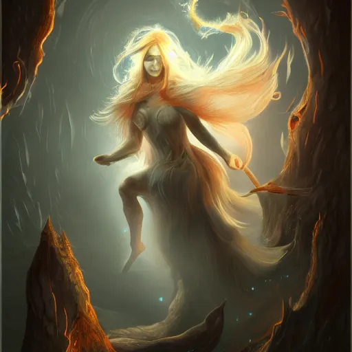 Image similar to will of the wisp, digital painting, very detailed, fire, high quality, trending in artstation, wow, stunning, style of roswitha quadflieg