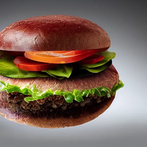 Image similar to a hybrid crystal hamburger, digital art, dramatic product photography