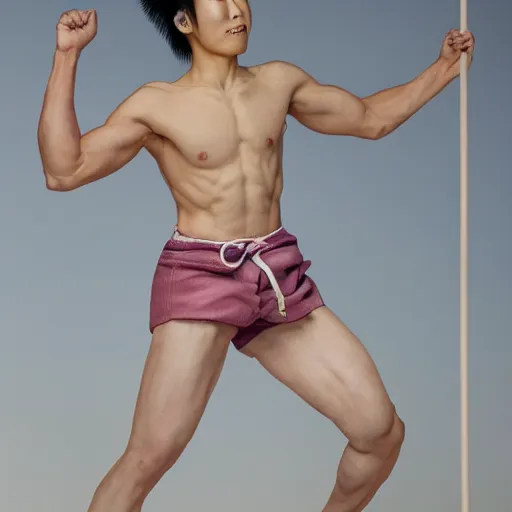 Prompt: a portrait of a athletic beautiful japanese male god, photographed by andrew thomas huang