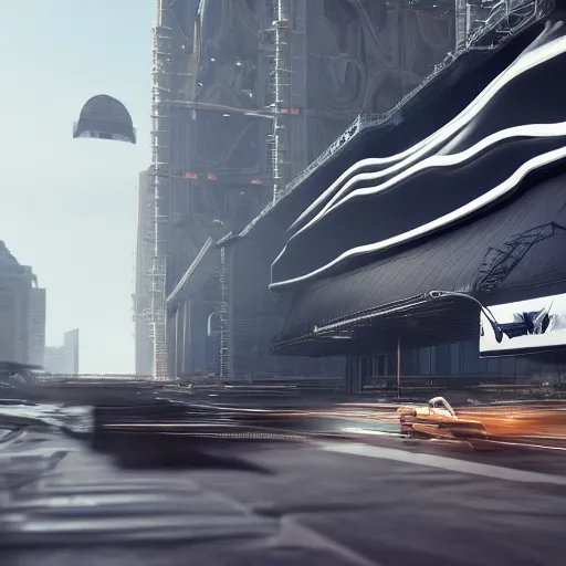 Image similar to sci-fi cars wall near structure on the coronation of napoleon painting and digital billboard in the middle, unreal engine 5, keyshot, octane, artstation trending, ultra high detail, ultra realistic, cinematic, 8k, 16k, in style of zaha hadid, in plastic, dark, tilt shift,