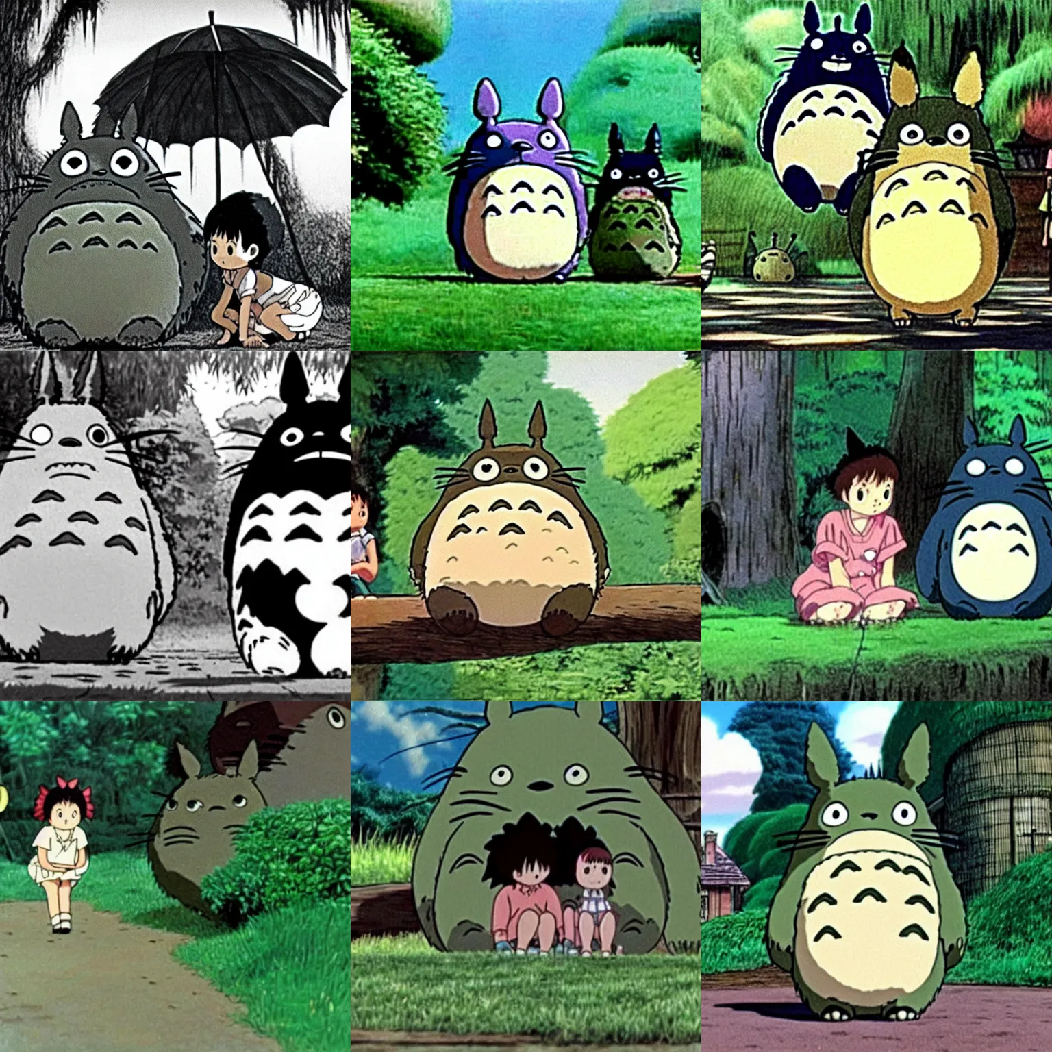 Prompt: still from the movie My Neighbor Totoro 1959