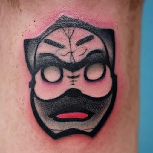 Prompt: Kirby face tattoo, realistic photo