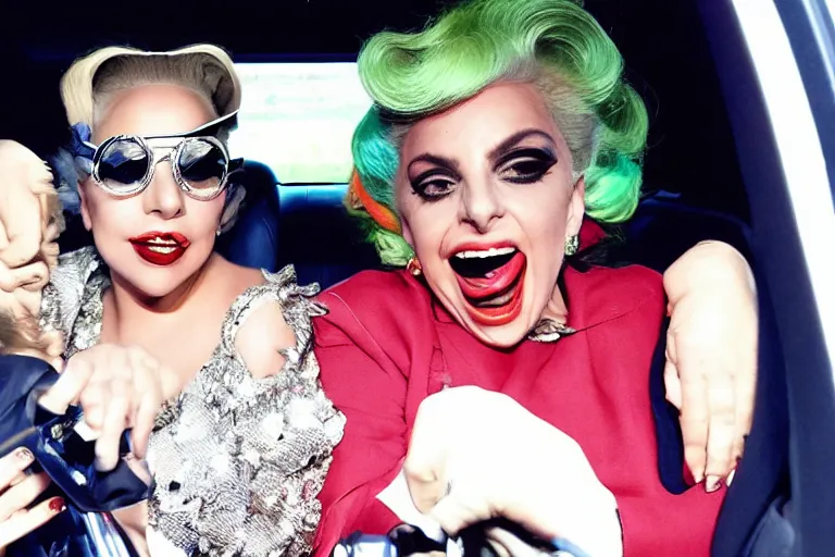 Image similar to lady gaga and judy garland carpool karaoke