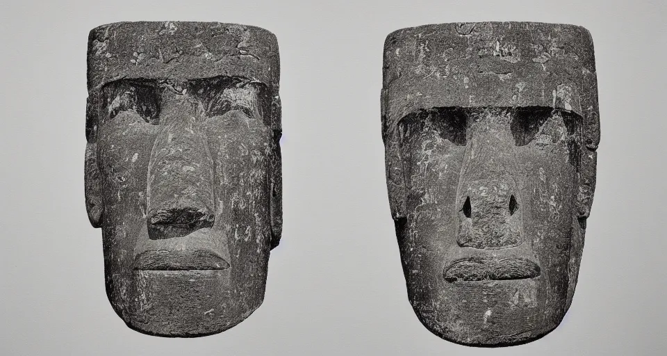 Image similar to architectural drawings of a moai head, photorealistic