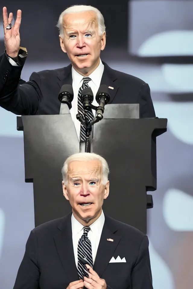 Image similar to a pale white hair Joe Biden in a black latex acronym cape, in the style of mike dringenberg and ashley wood