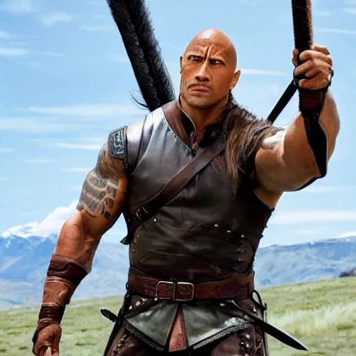 Prompt: Dwayne Johnson as Legolas