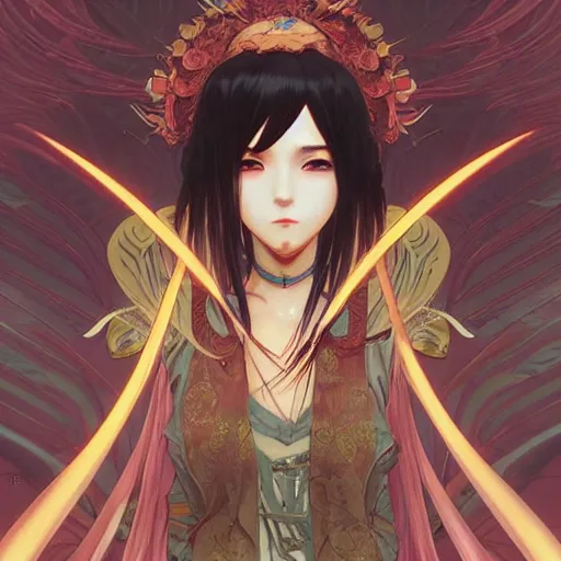 Image similar to emo japanesque electric girl gumi anime style, hyper detailed, illustration, digital painting, art by artgerm and greg rutkowski and alphonse mucha, high delicate defined details, anime stylized, highly detailed, realistic, sharp focus, styled by rhads