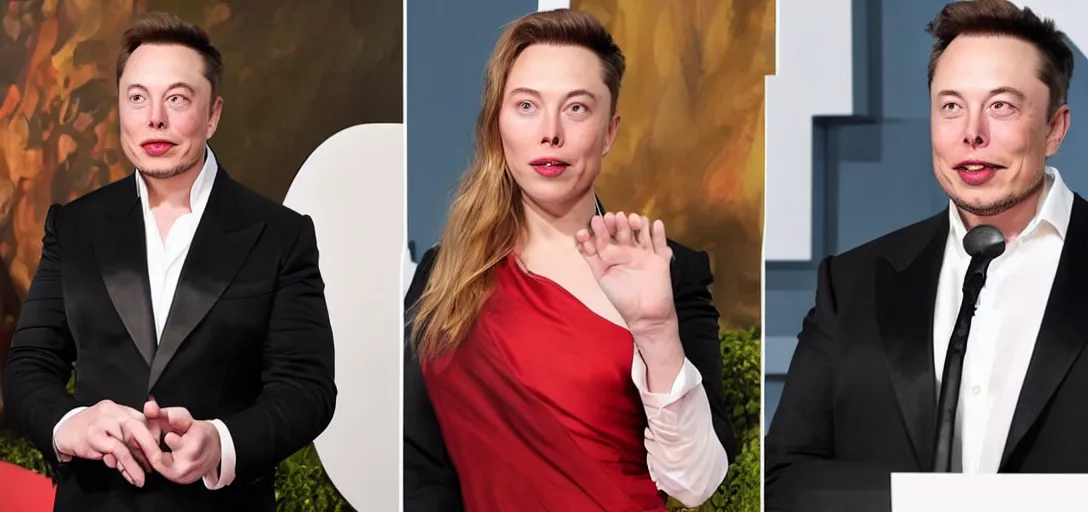 Image similar to Elon Musk is animorphing into Scarlett Johansen, highly detailed color drawing