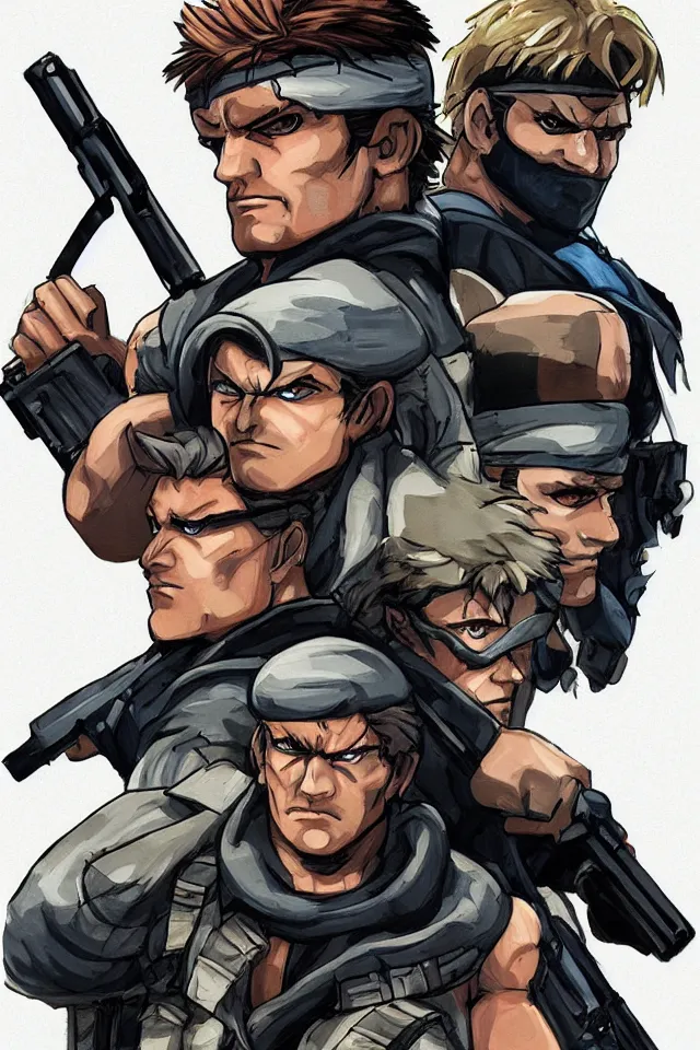 Prompt: solid snake in the style of street fighter 2 turbo