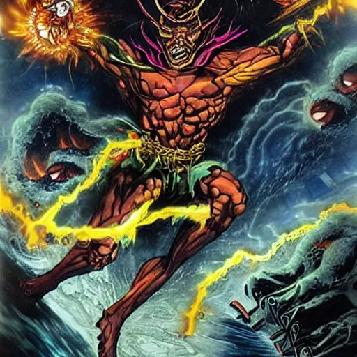 Image similar to a danger elemental, whirling energy made of danger ( dramatic, cinematic by simon bisley )